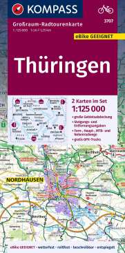 Kompass Radkarte Großraumkarte Thüringen